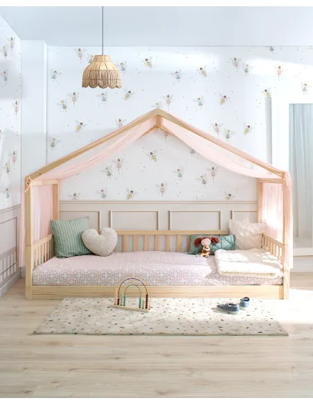 Cama Montessori cabaña con barrera | Novedades camas casita