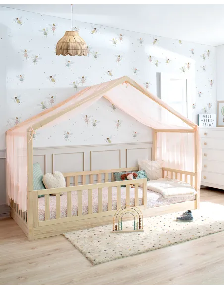Cama Montessori cabaña con barrera | Novedades camas casita