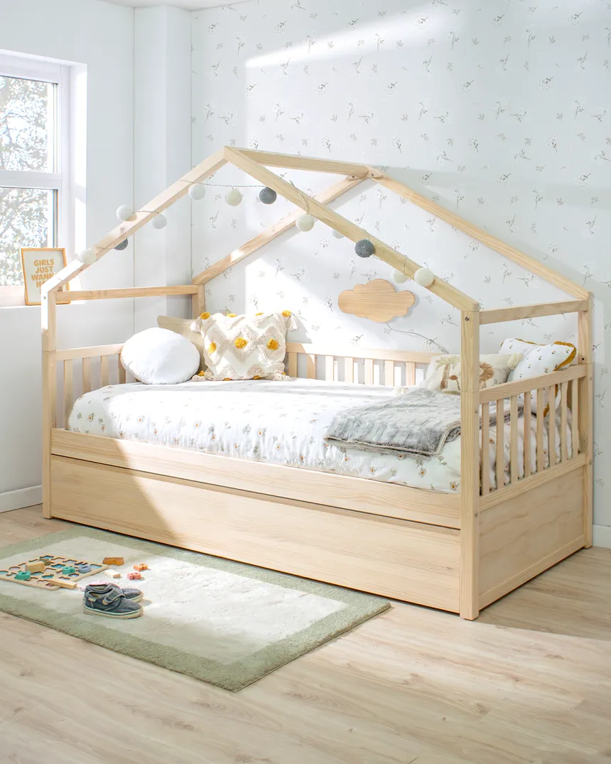 Cama nido cabaña con barrera | Novedad camas evolutivas