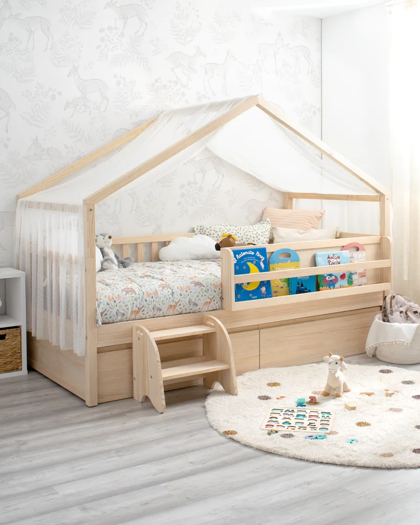 Cama cabaña con cajones y librería | Camas evolutivas 2
