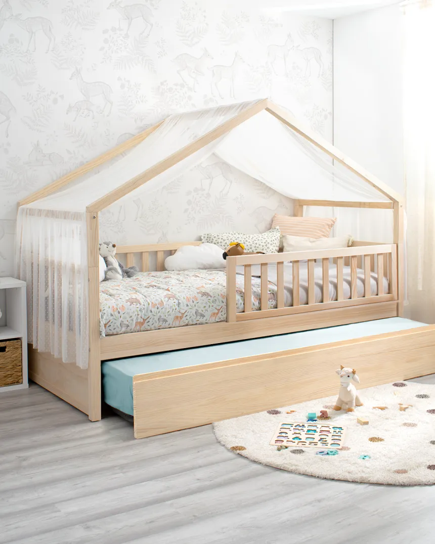 Cama nido cabaña con barrera | Novedad camas evolutivas