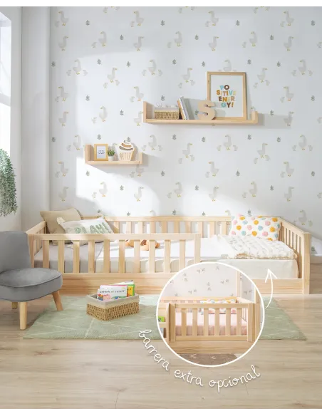 Cama Montessori baja con barrera | Envío gratuito