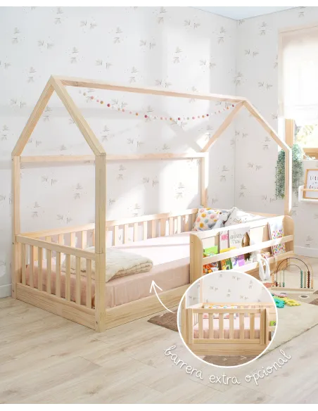 Cama casita Montessori con librería | Envío rápido y gratuito