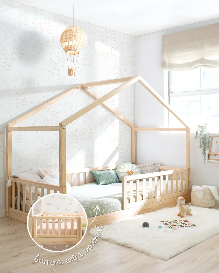 Cama Montessori cabaña con barrera | Novedades camas casita 2