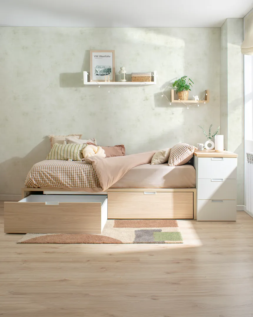 Cama juvenil con cajones Tatami en abedul | Entrega inmediata