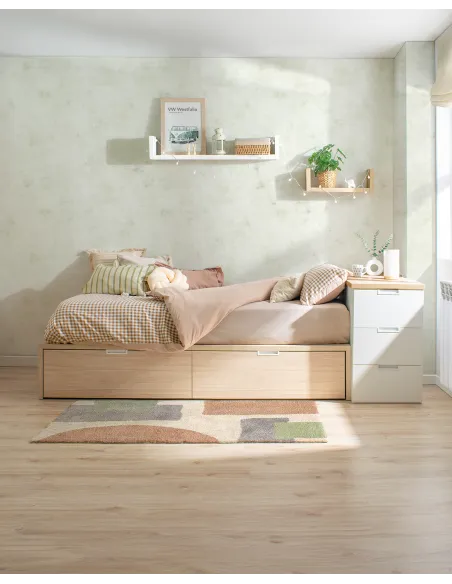 Cama juvenil con cajones Tatami en abedul | Entrega inmediata