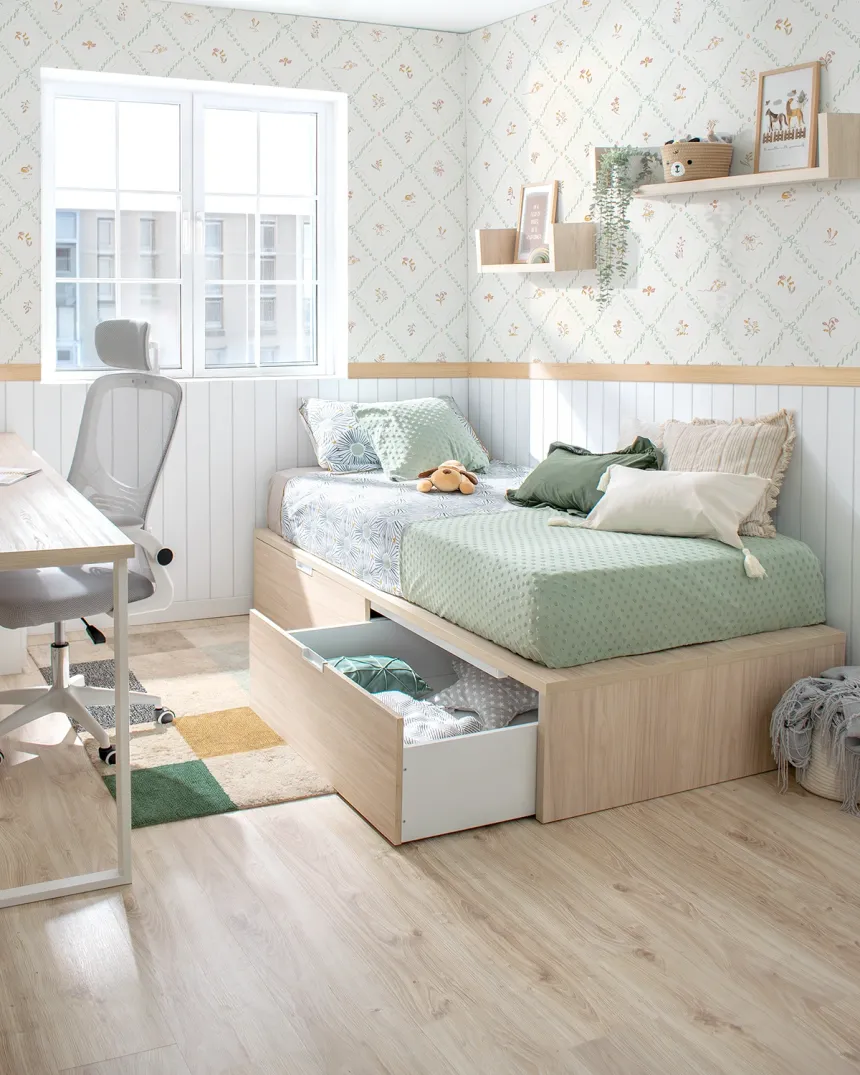 Cama juvenil con cajones Tatami en abedul | Entrega inmediata