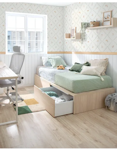Cama juvenil con cajones Tatami en abedul | Entrega inmediata