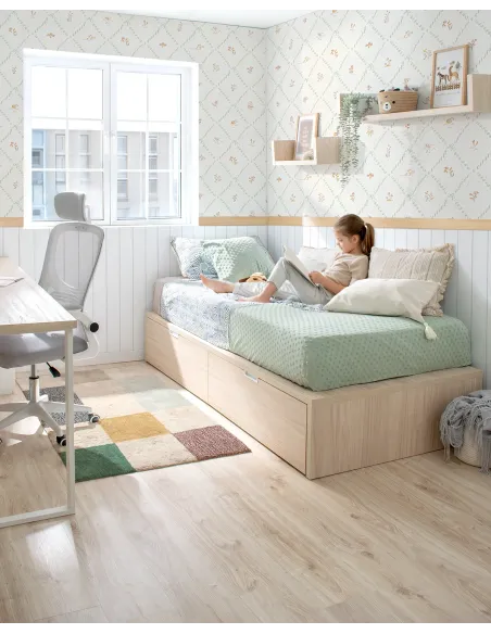 Cama juvenil con cajones Tatami en abedul | Entrega inmediata