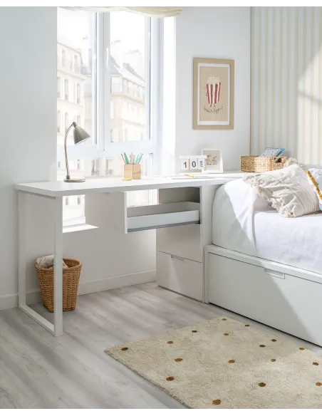 Escritorio blanco con cajonera Forma abedul | Novedades