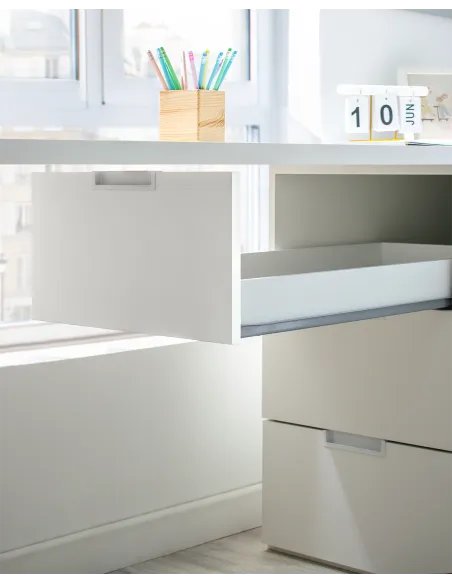 Escritorio blanco con cajonera Forma abedul | Novedades