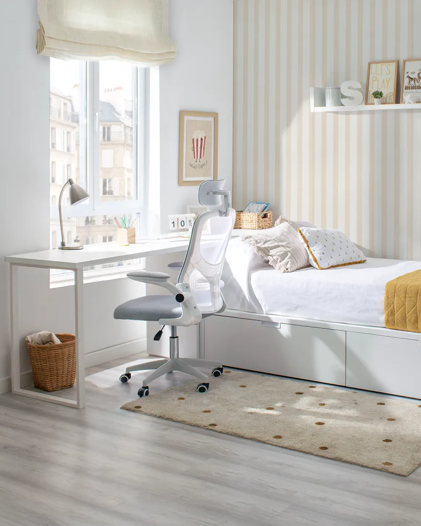 Escritorio blanco con cajonera Forma abedul | Novedades