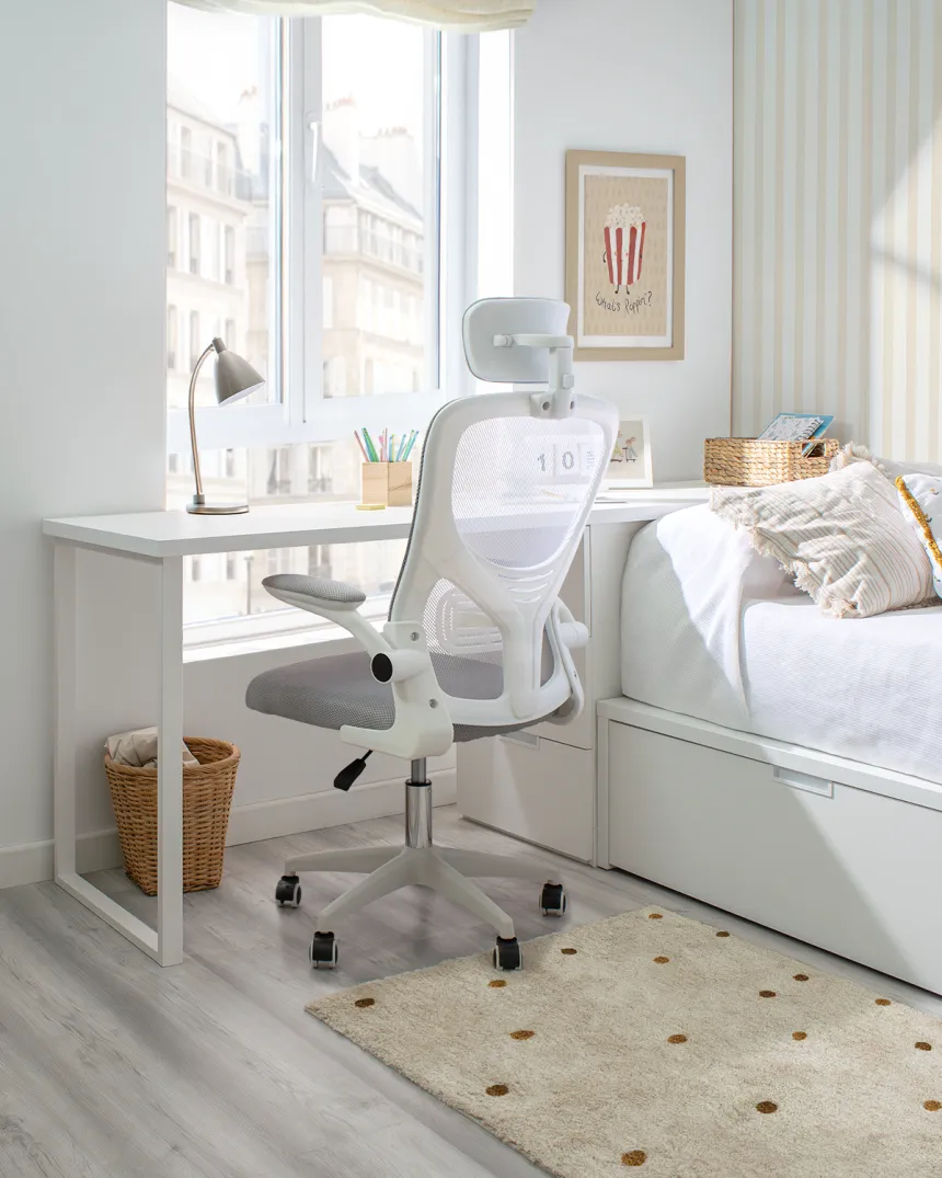 Escritorio blanco con cajonera Forma abedul | Novedades