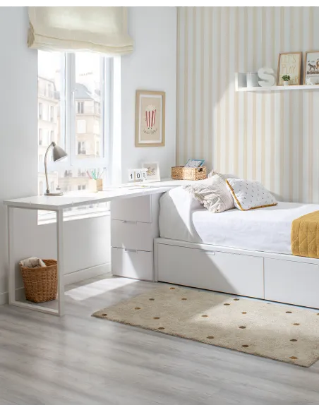 Escritorio blanco con cajonera Forma abedul | Novedades