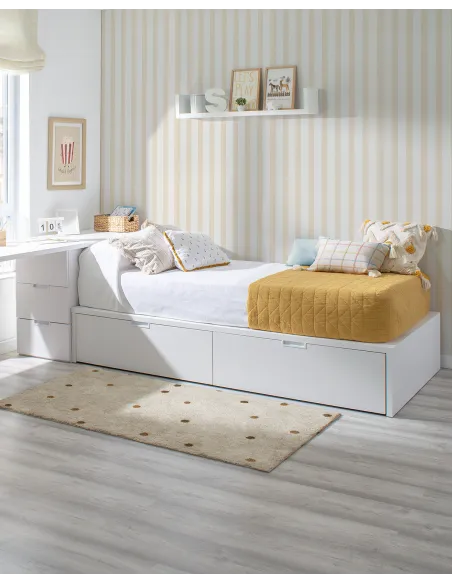 Cama juvenil con cajones Tatami en blanco | Entrega inmediata