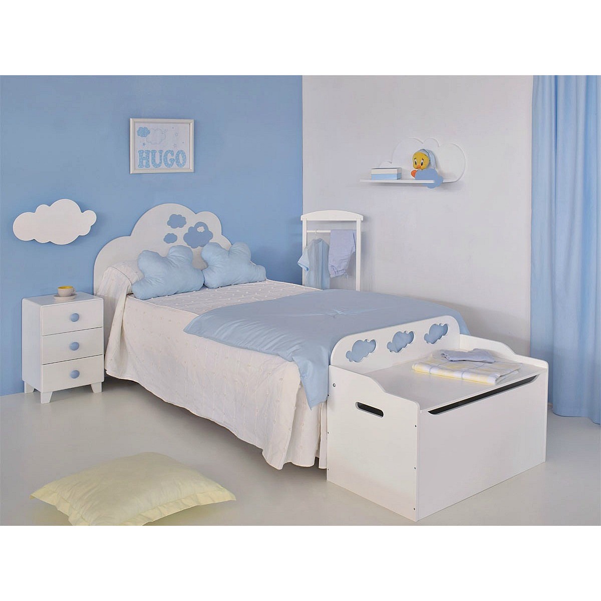 Baúl de juguete en MDF blanco para dormitorio infantil - Mobili