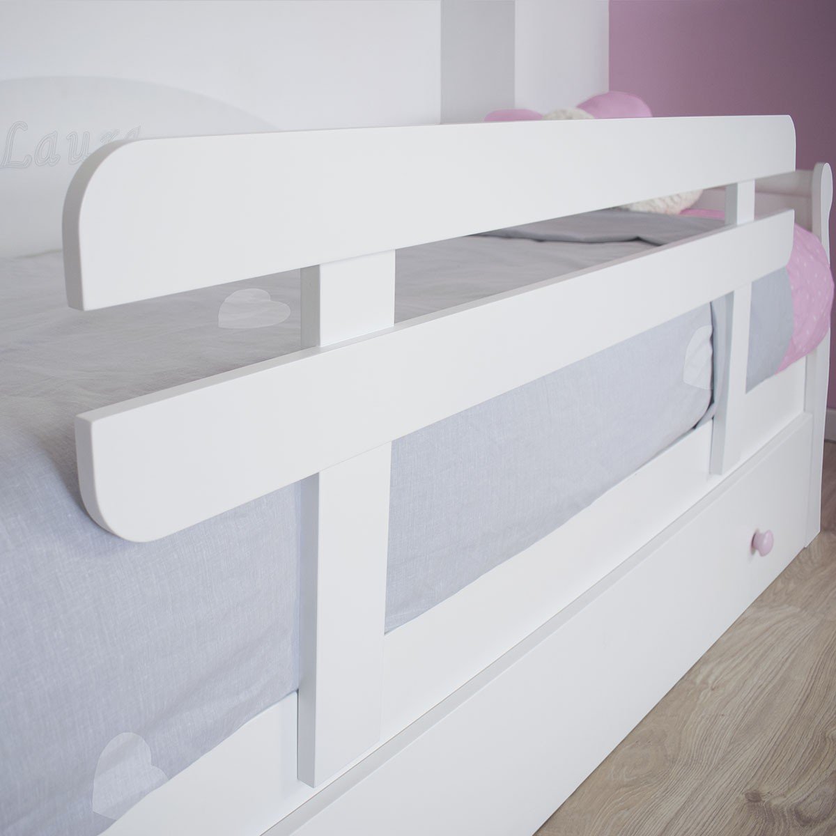 Barrera de cama de madera beige claro liso - Vertbaudet